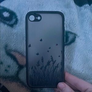 Blue and Black Nature-Inspired Smartphone Case with Camera Cutout
